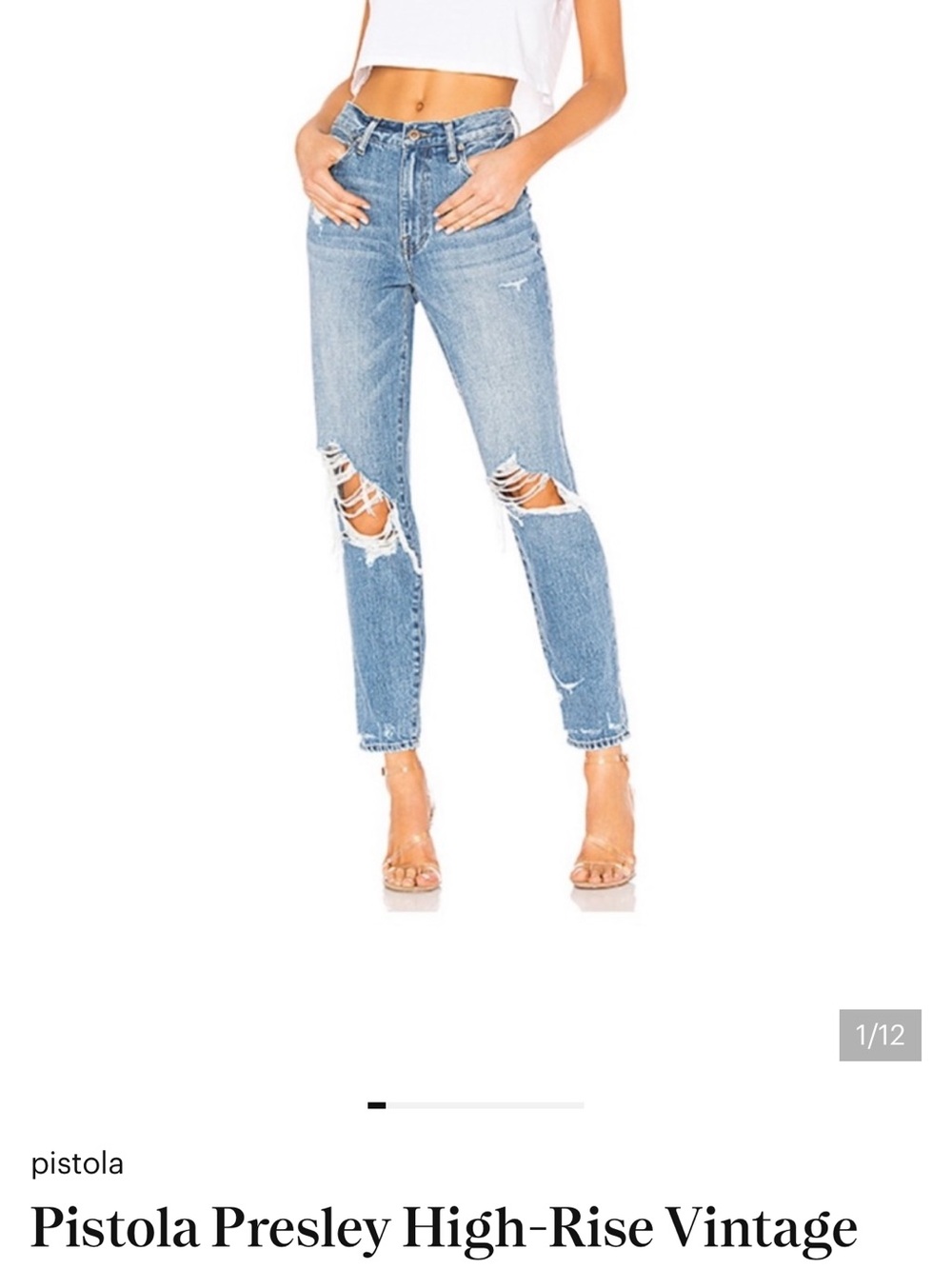 pistola Light Blue High-Rise Distressed Mom Jeans